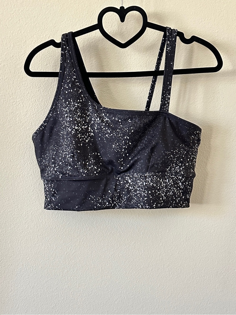 Zella Black White Asymmetrical Strappy Sports Bra Size L
